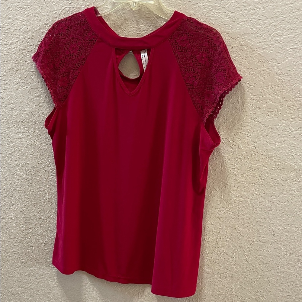 PerSeption Concept Raspberry Lace-Cap Keyhole Camisole